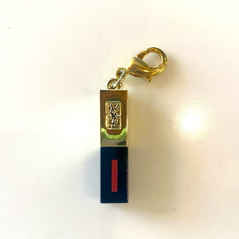 Yves Saint Laurent Lip Gloss Bag Charm Black Gold